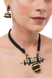 Fabricakraft Black & Maroon Clay Jewelry Set | Handmade Terracotta Necklace & Earrings | Bold Bohemian Statement Gift for Her