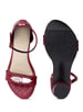 Sole House Maroon Glam: Sparkling Block Heels with Silver Brooch Detail - perfect for parties, celebrations & special occasions.