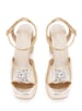 Sole House Runway Glam Gold Tikki Embroidered Block Heels