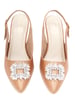 Sole House Glam Diva: Nude Pencil Heels with Silver Brooch for Elegant Evenings - perfect for parties, celebrations & special occasions.