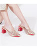 Sole House Red Mirror & Stone Embellished Block Heel Mules