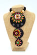 Fabricakraft Black Long Necklace with Dark Forest Flower Design | Handmade Terracotta Jewelry Set with Fall Leaf Earrings