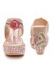 Sole House Rose Gold Embroidered Wedge Heels