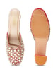 Sole House Red Mirror & Stone Embellished Block Heel Mules