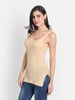 Aimly Women's Regular Fit Sleeveless Cotton Long Camisole Slip Spaghetti Combo Pack of 3, Contains 2 Beige and 1 White Color