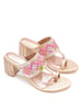 Sole House Golden Bloom Embroidered Rose Gold Heels