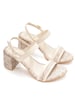 Sole House Ivory Tweed Textured Block Heel Sandals