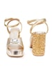 Sole House Runway Glam Gold Tikki Embroidered Block Heels