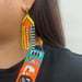 FabricaKraft Handmade Boho Seed Bead Long Necklace & Earring Set – Multicolor Fringe with Rock-Inspired Guitar Design