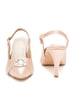 Sole House Blush Elegance: Handcrafted Satin Slingback Heels with Silver Brooch