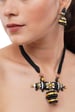 Fabricakraft Black & Maroon Clay Jewelry Set | Handmade Terracotta Necklace & Earrings | Bold Bohemian Statement Gift for Her