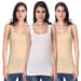 Aimly Women's Regular Fit Sleeveless Cotton Long Camisole Slip Spaghetti Combo Pack of 3, Contains 2 Beige and 1 White Color