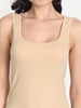 Aimly Women's Regular Fit Sleeveless Cotton Long Camisole Slip Spaghetti Combo Pack of 3, Contains 1 Beige 1 Black 1 White Color