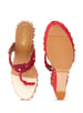 Sole House Red Scarlet Elegance Embroidered Wedge Heels