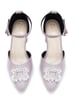 Sole House Diva Grey Luxe Heels: Patent Finish with Silver Brooch Glam - perfect for parties, celebrations & special occasions.