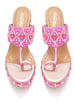 Sole House Elegant Pink Embroidered Wedge Heels