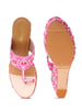 Sole House Elegant Pink Embroidered Wedge Heels