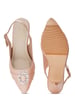 Sole House Blush Elegance: Handcrafted Satin Slingback Heels with Silver Brooch