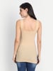 Aimly Women's Regular Fit Sleeveless Cotton Long Camisole Slip Spaghetti Combo Pack of 3, Contains 1 Beige 1 Black 1 White Color