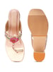 Sole House Blossom Luxe Rose Gold Embroidered Block Heels