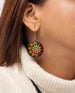 Fabricakraft Black Long Necklace with Dark Forest Flower Design | Handmade Terracotta Jewelry Set with Fall Leaf Earrings