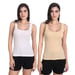 Aimly Women's Cotton Sleeveless Beige & White Camisole Slip Spaghetti 2XL Pack of 2 in Beige & White Color