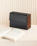 FabricaKraft Blossom Array Carved Messenger Bag | Handcrafted Wooden Panel | Leather Elegance