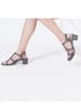 Sole House Elegant Grey Block Heels: Textured Strappy Design with Studded Detail - perfect for parties, celebrations & special occasions.