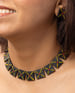 Fabricakraft Black Clay Jewelry Set with Golden Dots | Handmade Geometric Necklace & Statement Earrings | Minimalist Gift for Her