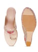 Sole House Rose Gold Embroidered Wedge Heels