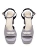 Sole House Chic Sophistication: Grey Textured Block Heels with Silver Brooch - perfect for parties, celebrations & special occasions.