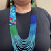 FabricaKraft Handmade Blue Beaded Statement Necklace & Earring Set – Artistic Woman Face Design | Boho Jewelry for Women
