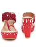Sole House Red Scarlet Elegance Embroidered Wedge Heels