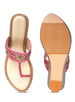 Sole House Pink Dabka & Zari Embroidered Wedge Sandals