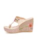 Sole House Rose Gold Embroidered Wedge Heels