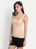 Aimly Women's Cotton Sleeveless Beige Camisole Slip Spaghetti (2X-Large, Pack of 2) in Beige Color