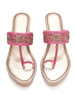 Sole House Pink Dabka & Zari Embroidered Wedge Sandals