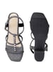 Sole House Elegant Grey Block Heels: Textured Strappy Design with Studded Detail - perfect for parties, celebrations & special occasions.