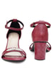 Sole House Maroon Glam: Sparkling Block Heels with Silver Brooch Detail - perfect for parties, celebrations & special occasions.