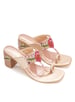 Sole House Blossom Luxe Rose Gold Embroidered Block Heels