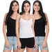 Aimly Women's Regular Fit Cotton Camisole Slip Spaghetti Black White 2XL Pack of 3, Contains 2 Black 1 White
