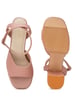 Sole House Bold & Chic: Blush Pink Platform Block Heels with Textured Design - perfect for parties, celebrations & special occasions.