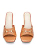 Sole House Everyday Luxe: Tan Bottega Block Heels with Gold Buckle Detail - perfect for parties, celebrations & special occasions.