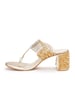Sole House Glam Luxe Gold Tikki Embroidered Block Heels