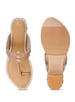 Sole House Beige Dabka & Zari Embroidered Block Heel Sandals