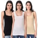 Aimly Women's Regular Fit Sleeveless Cotton Long Camisole Slip Spaghetti Combo Pack of 3, Contains 1 Beige 1 Black 1 White Color