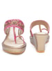 Sole House Pink Dabka & Zari Embroidered Wedge Sandals