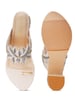 Sole House Fren Hand-Embroidered Cream Block Heels