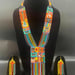 FabricaKraft Handmade Boho Seed Bead Long Necklace & Earring Set – Multicolor Fringe with Rock-Inspired Guitar Design