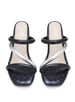 Sole House Effortless Elegance: Quilted Black & Silver Bottega Block Heels - perfect for parties, celebrations & special occasions.